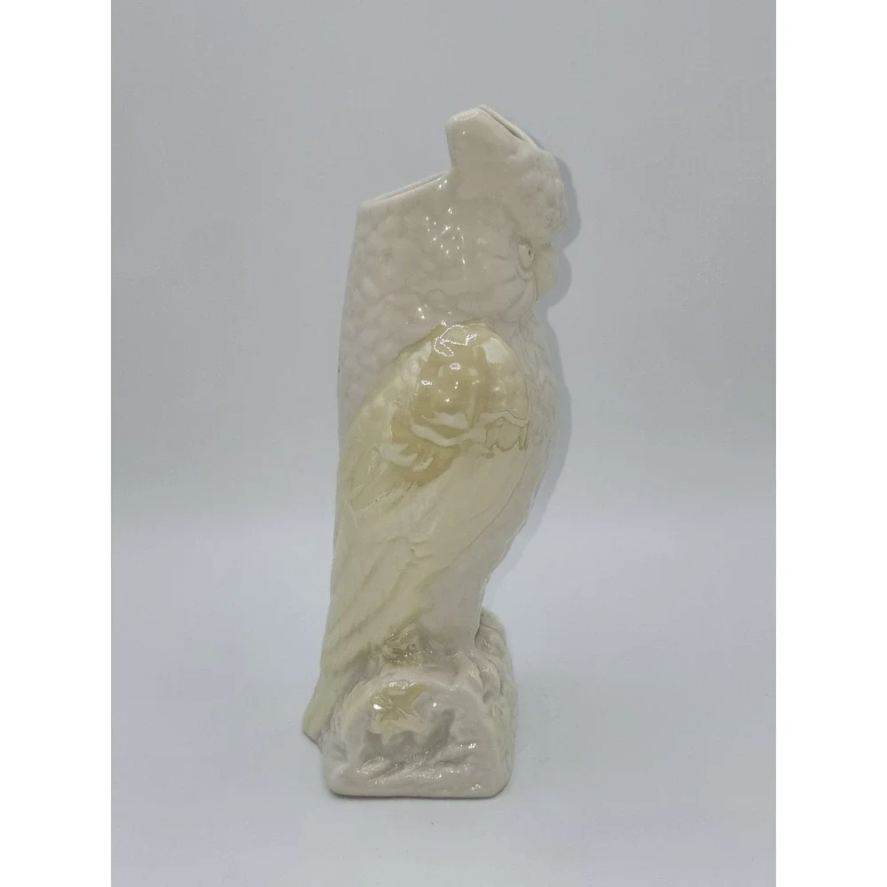 Belleek Ireland Owl Vase Cream Lustre Porcelain Bird Figure Bud Vase 8.25